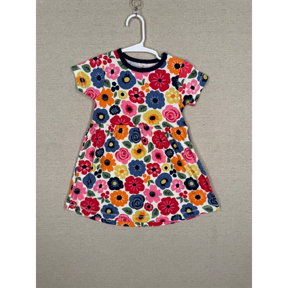 Touched by Nature Girls 24M Organic Cotton Floral Short Sleeve Dress Multicolor